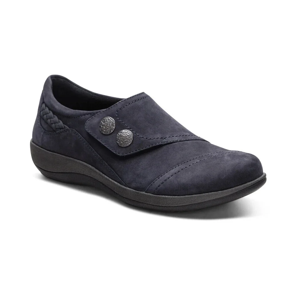 Aetrex Karina DM505WM Womens 7.5-8 Navy Leather Monk Strap Comfort Shoes GAL1400